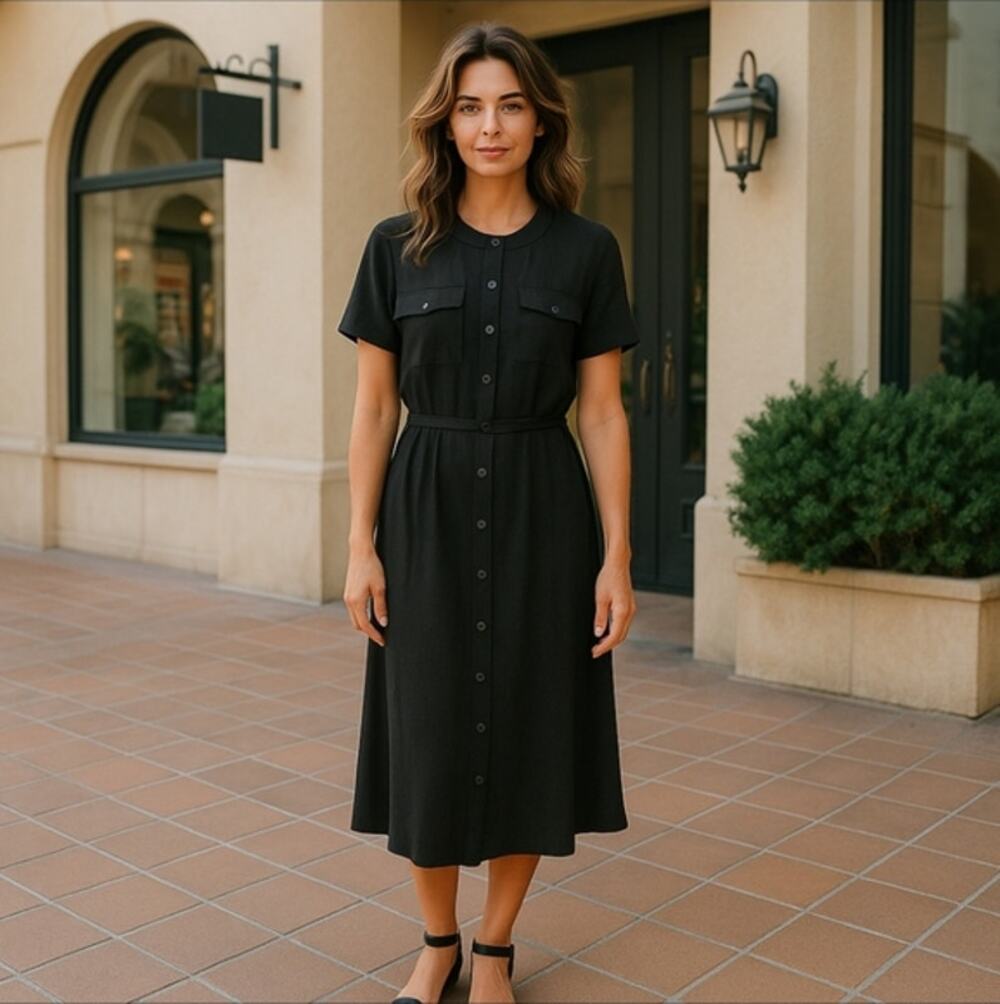 Dip Black Utility Shirt Dress Size Small